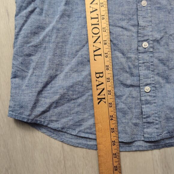Ash & Erie Shirt Mens Large Short Sleeve Slim Button Dwn Cotton linen Blend - Picture 2 of 4